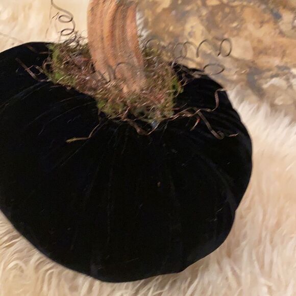 Handmade Fall Holiday Black genuine VELVET Pumpkin Decor - Picture 10 of 11